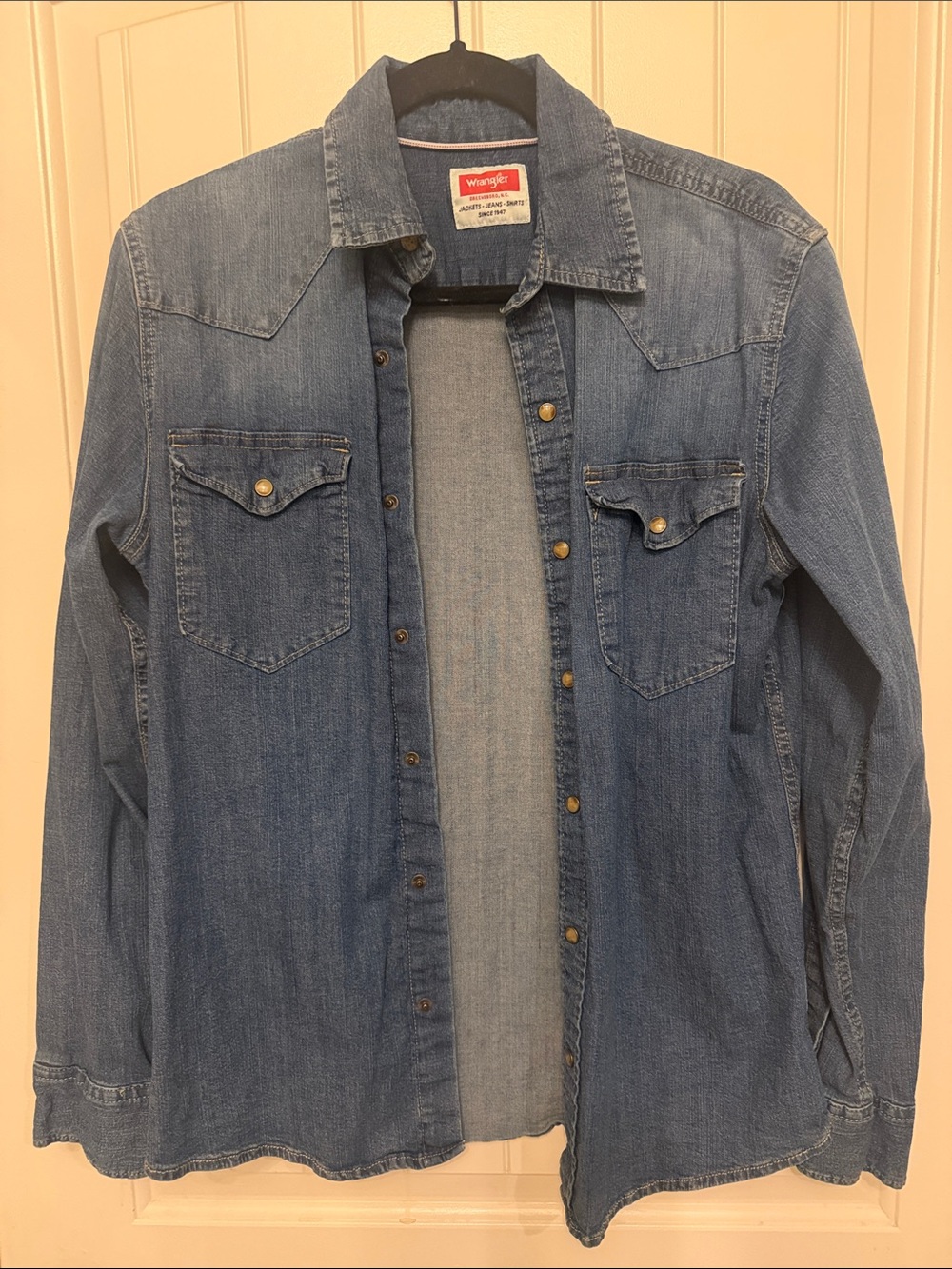 Wrangler Medium Blue Denim Western Shirt Jacket